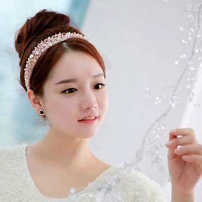 Manufacturers selling fashion handmade Diamond Crystal Beaded headband hair with Hair Barrette