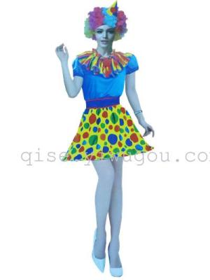 Magic show suit adult Clown Costume men and women performance dress clown clothes