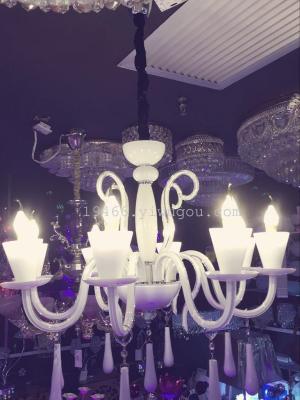 Manufacturers selling modern minimalist white crystal chandelier lamp cup 8 living room restaurant Chandelier