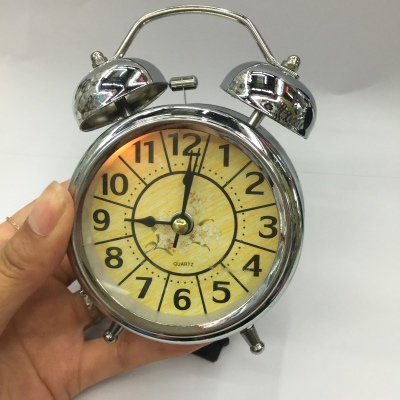 4-Inch Electroplated Metal Ringing Bell Boutique Double Bell Alarm Clock Wholesale Bedroom Antair Nightstand