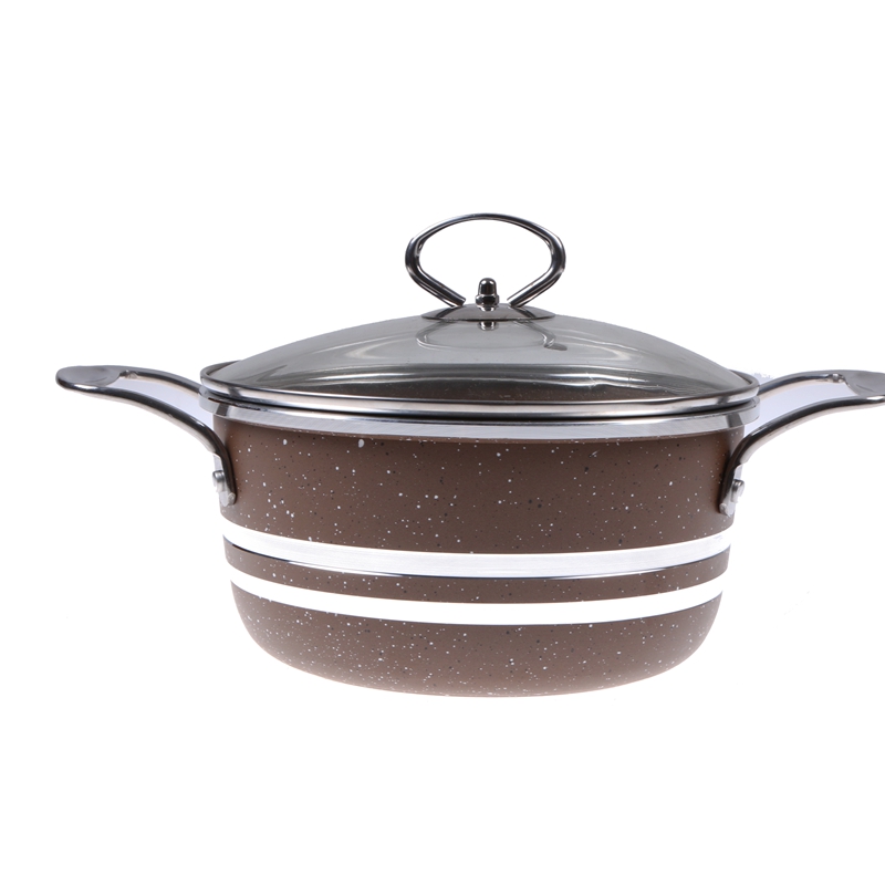 压铸铝双耳汤锅不粘锅炖锅套装 燃气通用大中小