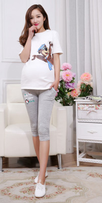 Pregnant women's leggings Pregnant women's pants summer wear seven minutes of thin summer style large size to hold the belly pants pants wear outside