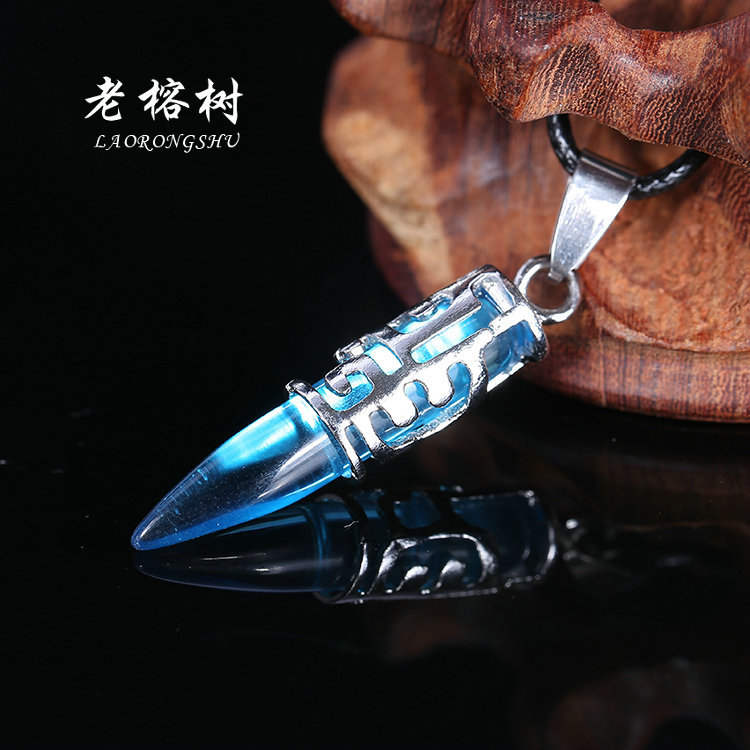 简约时尚子弹形状玻璃吊坠项链长毛衣链孟宇饰品