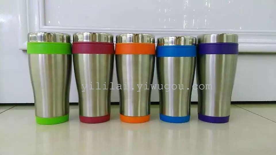 汽车杯 双层不锈钢水杯 办公杯 车载杯 简约塑料汽车杯便携杯