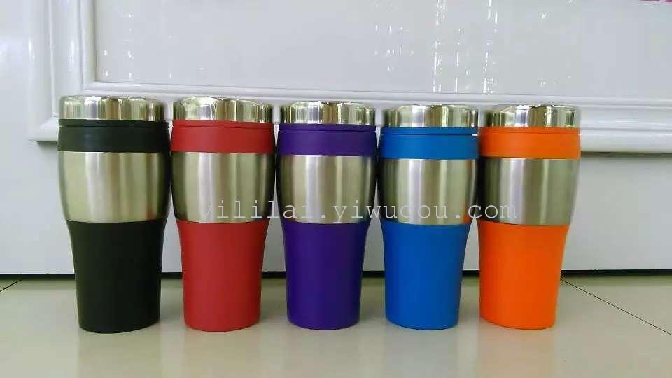 汽车杯 双层不锈钢水杯 办公杯车载杯简约塑料汽车杯创意杯个性杯