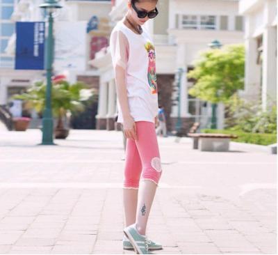The New South Korean original candy color modal lace girl seven PANTS LEGGINGS