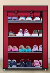 Non-woven shoe cabinet dustproof shoe rack 4 layers thickened steel pipe simple shoe cabinet receive direct supply from manufacturers