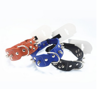 New pet PU rivet neck collar for medium sized dog collar 3.5 middle big six nail color can be selected