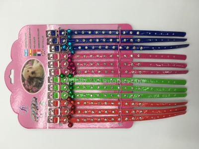 Pet Supplies 1.0 Ten Diamond Pet Collar with Bell Dog Cat Collar Factory Direct Sales Foreign Trade Wholesale