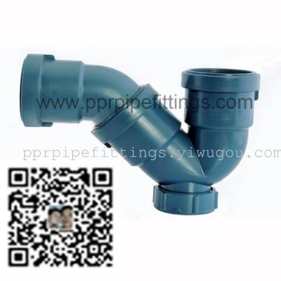 Blue polypropylene PP silent pipe fittings - with check mouth P type save water bend