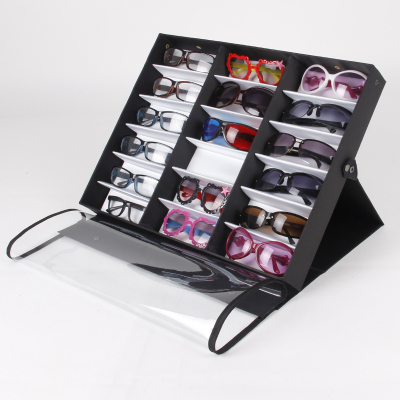 Double lid 18-panel glasses display frame