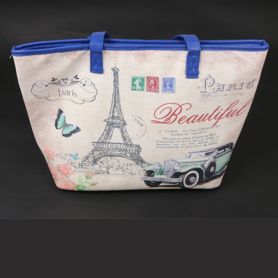 PU leather digital printing Paris tower shoulder bag lady composite bag