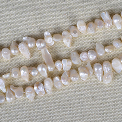 6-7mm white 37 hole tail pearl freshwater natural pearl necklace shaped beads