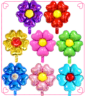 五瓣花心形铝膜铝箔气球 派对宝宝周岁百天生日装饰铝膜气球