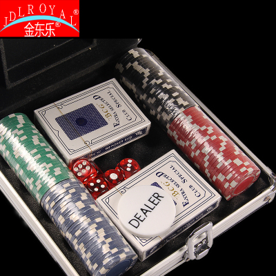 Gaming Chip Set 300 Pieces Aluminum Box Chips Dice Playing Cards Set