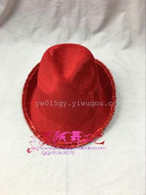 Composite Gold Velvet Top Hat Red Black Blue Green Rose Red, Etc.