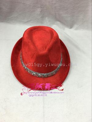 Composite Dense Velvet Top Hat Red Pink Purple Black