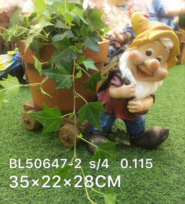 Resin handicrafts dwarf pulling pots