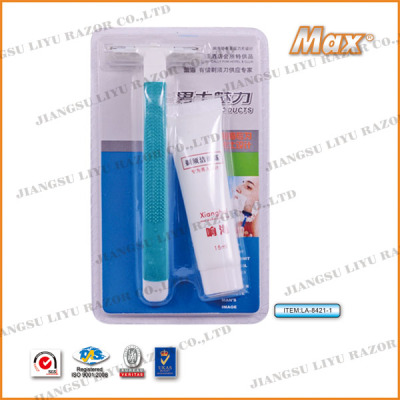 Max Factory Direct selling Travel Aviation Foreign Trade Hotel Three Floors Disposable Razors with Shaving cream