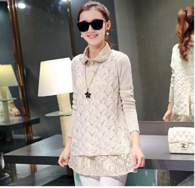 The Korea new code lace two piece set loose knit sweater shirt woman