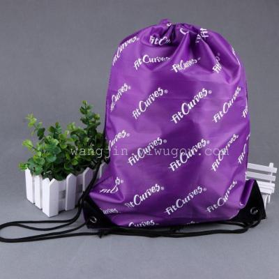 Oxford Cloth Environmental Protection Drawstring Bag Printing Letters Drawstring Bag Drawstring Double-Shoulder Backpack