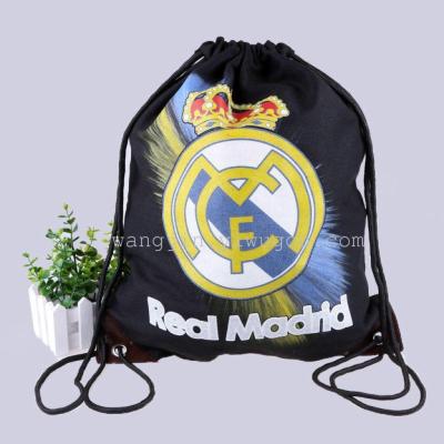 Real Madrid Football Bag Cotton Storage Bag Printed Black Drawstring Bag Drawstring Bag