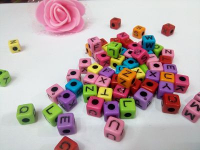 DIY accessories letter bead letter letters three-dimensional cube oblate fluorescent bead bead letters
