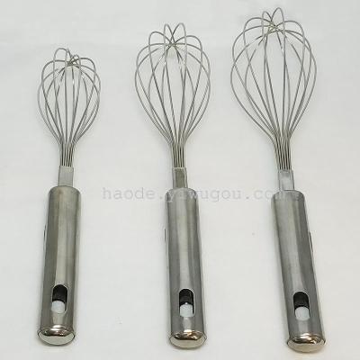Stainless steel egg beater steel handle non - magnetic egg beater 12 line baking tool pastry tool