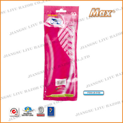 Double plastic disposable razors and razors hand bag for 10 Ladies