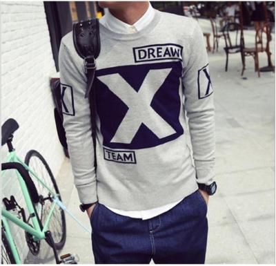 The explosion of autumn fashion sweater Metrosexual Korean Men T-shirt jacquard long sleeved sweater letters