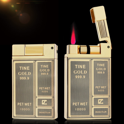 Supply gift box Liuzhou induction windproof inflatable lighter Yanju creative gold mixed batch