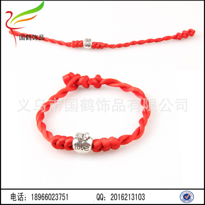 Folk Style Bracelet LOVE alloy jewelry lovers year of fate hand woven Red String Bracelet