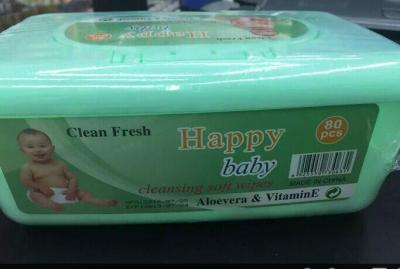 Baby wipes box containing 80 pieces of Baby wipes fluff abroad