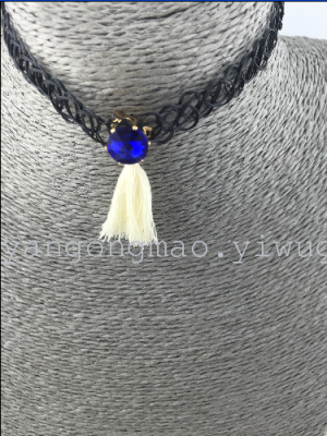 With a red star fish silk tassel neck collar female zircon short clavicle Necklace 126 (30