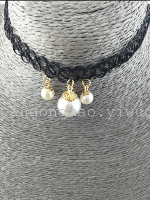 With a red star fish silk pearl neck collar female short clavicle Necklace 123 (27)