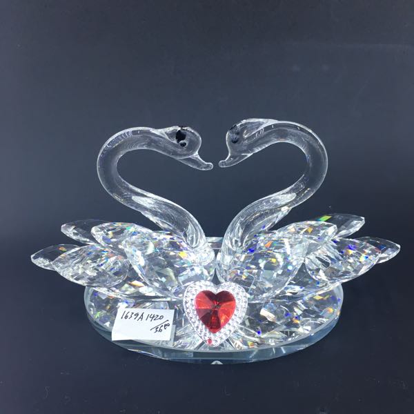 新婚摆件 装修新房 汽车水晶摆件 双天鹅摆件