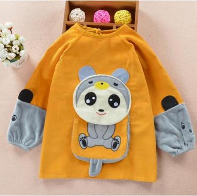 Baby food and clothing waterproof anti overclothes long sleeved cotton corduroy clothes protection apron pocket meal