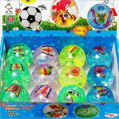 7.5cm flash ribbon butterfly transparent crystal ball jumping ball luminous ball