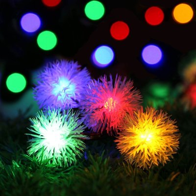 Wool ball Christmas lights, outdoor solar lights, used for garden landscape wedding decoration