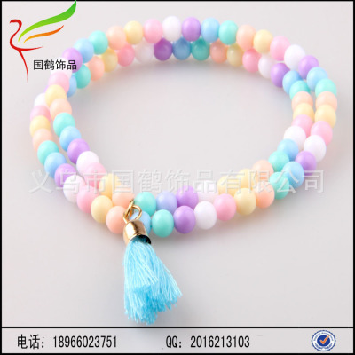 Colorful candy colored Beaded tassels Bracelet Bohemia elastic rope Bracelets