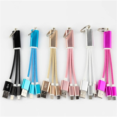 In Aluminum Alloy metal keychain data charging line Android Apple charging line