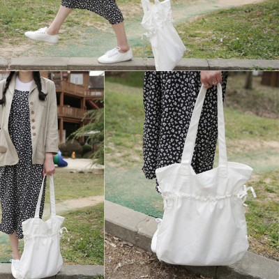 Factory Summer Bag Japanese Style Solid Color Simple Cloth Bag Artistic Style Fresh Cute Canvas Shoulder Bag Big Bag