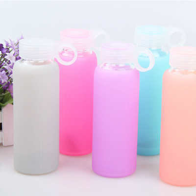 New Jelly Glass Milk Cup Creative Cute Student Small Water Bottle with Lid Drinking Cup Portable Leakproof