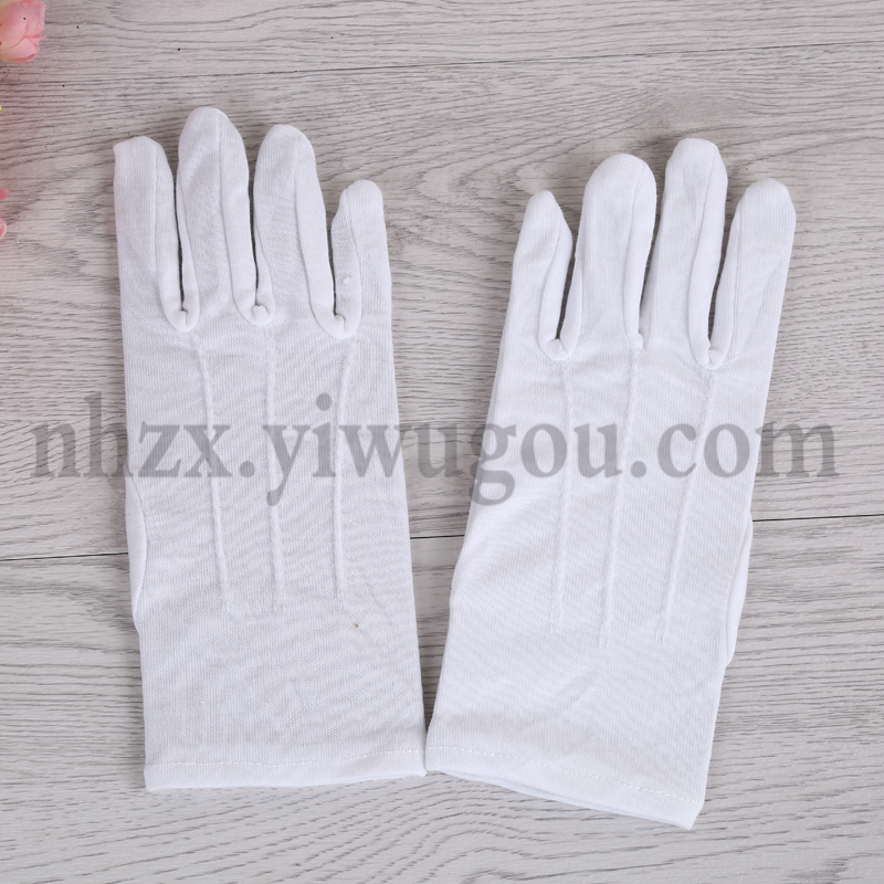 全棉手套防晒三筋开车防晒吸汗表演安保安白色手套振翔手套