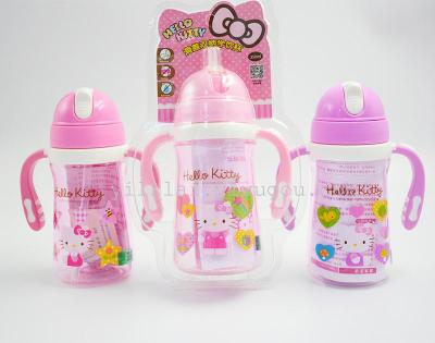 Genuine authorized Kitty Hello child plastic handle straw cup