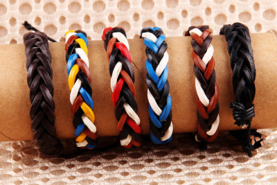 Handmade wax wire woven leather bracelet European and American fashion PU leather preparation of male and female general