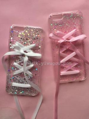 Japan and South Korea Cute Protective Case Glitter Shoelace Epoxy IPhone6S Phone Case