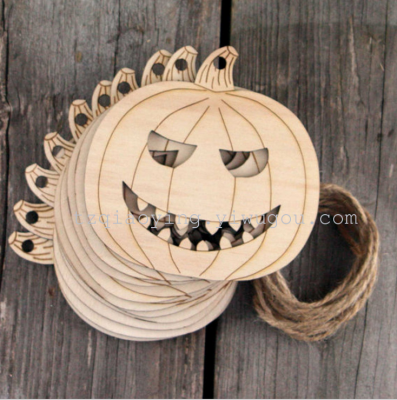 Laser engraving wooden pendant Halloween Pumpkin ghost wooden decoration Decor hollow wood custom