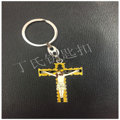 Religious Keychain Zinc Alloy Material Dripping Keychain Single Row Religious Series Dripping Keychain Can Be Customized