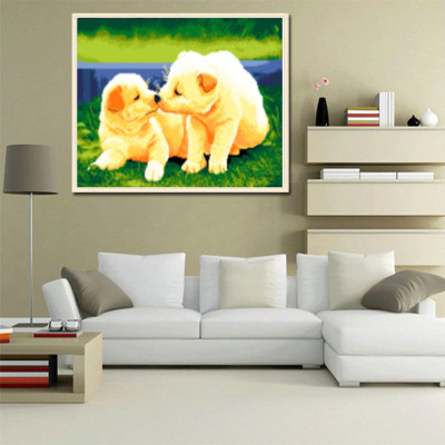 Water stone painted cross stitch living room 5d full of children happy dog